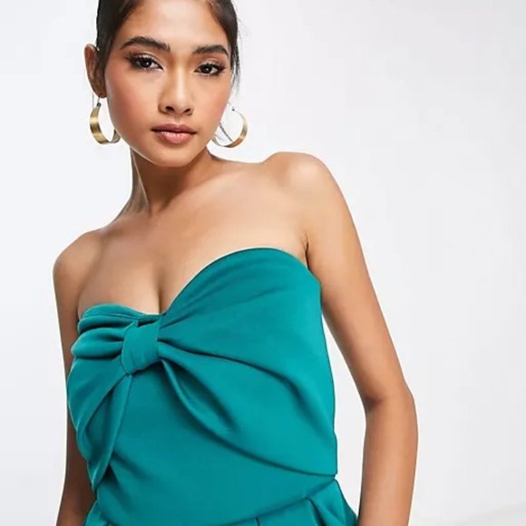 ASOS high low midi dress in emerald green - Picture 3 of 9